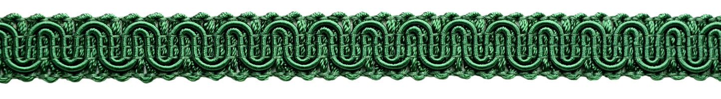 DÉCOPRO 5/8" (1.5cm) Basic Solid Collection Scroll Gimp Braid Trim # 0058SG, Dark Emerald Green #G10 (Dark Green) | Sold By The Yard (36"/3 ft/0.9m) - DecoPro