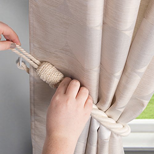 DÉCOPRO Traditional Rope Curtain and Drapery Tieback, Spread 18" (45.5cm), 1" (2.5cm) Thick Cord # 0100RTB, Off White Ivory #A3 (, Cream Ivory) Set of 4 - DecoPro