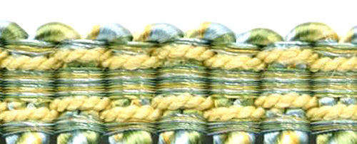 DÉCOPRO 6" (15cm) Decorative Bullion Fringe Trim with Fancy Woven Gimp Header # BFMLT6WVN, Summer Green #PR17 (Light Green, Sky Blue, Yellow Gold) | 18 Yards (54 ft/16.5m) - DecoPro