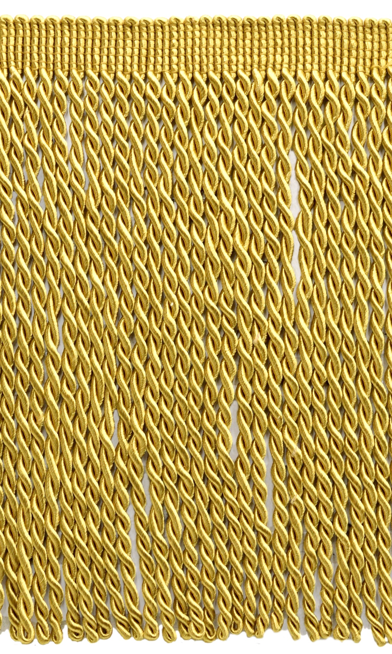 DÉCOPRO 10" (25cm) Long Classic Bullion Fringe Trim with Knitted Header # BFS10, Antique Gold #C4 (Dark Yellow Gold) 27 Yards (82 ft/25m) - DecoPro