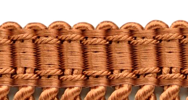 DÉCOPRO 6" (15cm) Decorative Bullion Fringe Trim with Fancy Woven Gimp Header # BFS6WVN, Dark Rust Orange #K50 (Dark Brown Orange) | Sold By The Yard (36"/3 ft/0.9m) - DecoPro