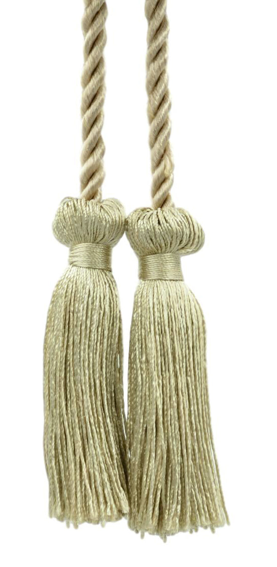 DÉCOPRO Decorative Double Tassel Curtain and Drapery Tieback / Holdback, 3" (7.5cm), 27" (68.5cm) # CCT, Sandstone Beige #A10 (Light Tan Beige) | Sold Individually - DecoPro