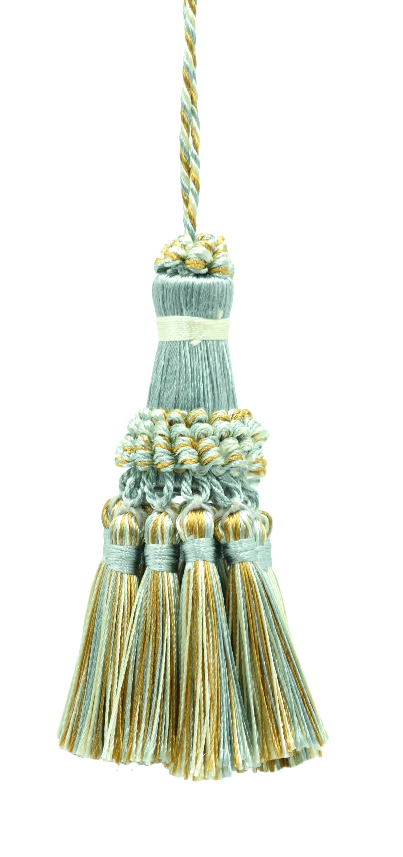 DÉCOPRO Noblesse Collection Elegant Hand Crafted 4" # NKT, Island Breeze Blue #5939 (Silver Blue, Gold, Off White) | Set of 2 - DecoPro