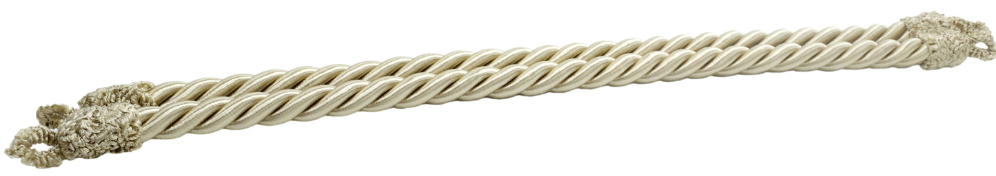 DÉCOPRO Beautifully Handcrafted Curtain and Drapery Decorative Rope Tieback, Spread 24" (61cm), 3/4" (1.5cm) Thick Cord # RTB075SPR24, Tan Beige #814 (Light Tan Beige) Set of 2 - DecoPro