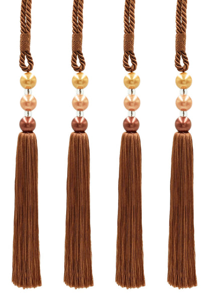 DÉCOPRO Sleek and Silky Curtain & Drapery Tassel Tieback with Handcrafted Triple Ball Design, Tassel Length 9