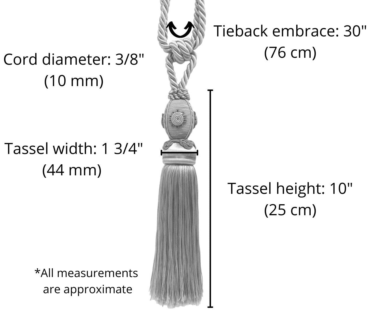 DÉCOPRO Baroque Collection Decorative Curtain & Drapery Tassel Tieback with Medallions, Tassel Length 10" (25cm), Spread 30" (76cm) # TBB1 Navy Beige Blue #5817 (Navy Blue, Royal Blue, Golden Beige) | Set of 4 - DecoPro