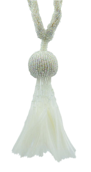 DÉCOPRO Beautiful Beaded Curtain Tassel Tieback Exquisitely Handcrafted with Exotic Feather Design, Tassel Length 5