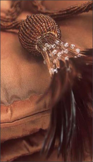 DÉCOPRO Beautiful Beaded Curtain Tassel Tieback Exquisitely Handcrafted with Exotic Feather Design, Tassel Length 5" (12.5cm), Spread 23" (58cm) # TBBDFEATH5 Toasted Chestnut #D2 (Dark Brown) | Set of 4 - DecoPro