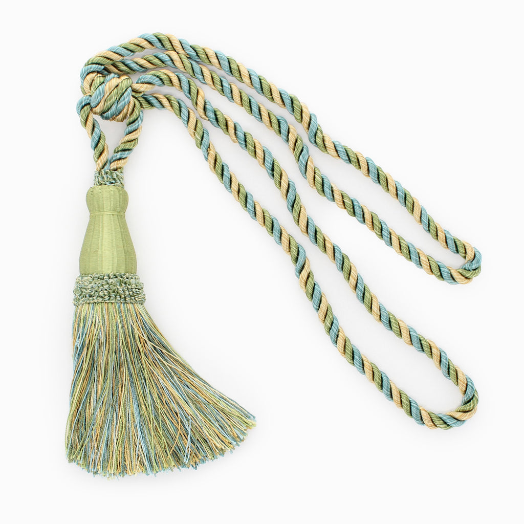 DecoPro Vorhang-Quasten & Raffhalter Set – 2 Stück, Aquamarin/Seeblau, 76 Cm Breit, 22 Cm Lang