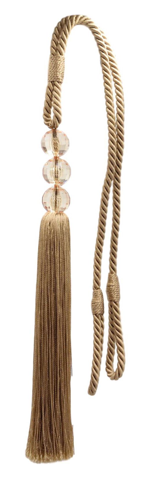 DÉCOPRO Elegant Acrylic Crystal Curtain & Drapery Tassel Tieback with Faceted Beads, Tassel Length 9 1/2" (24cm), Spread 28" (71cm) # TBCRYS095 Dark Beige #801B (Dark Brown Beige) | Set of 2 - DecoPro