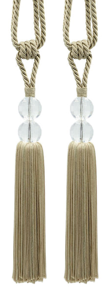 DÉCOPRO Elegant Acrylic Crystal Curtain & Drapery Tassel Tieback with Faceted Beads, Tassel Length 9