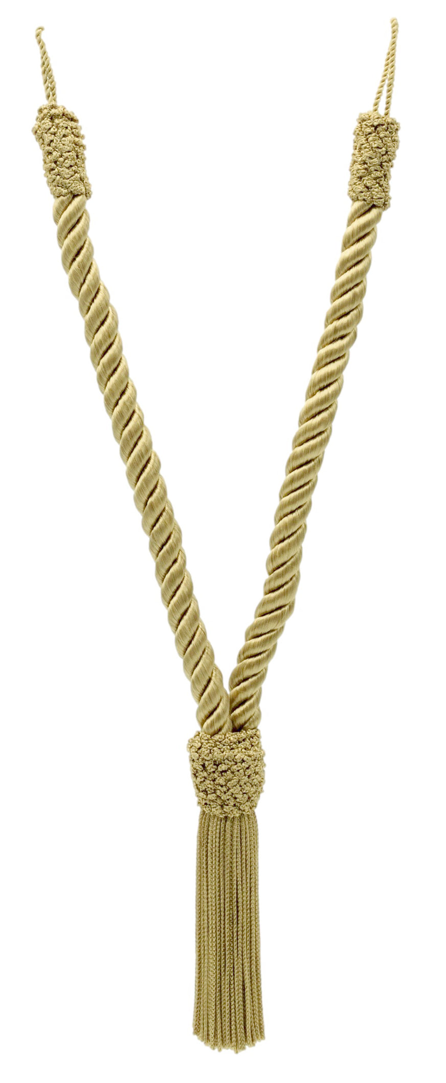 DÉCOPRO Beautiful Hand-Crafted Small Curtain & Drapery Tassel Tieback with Crown Tassel Design, Tassel Length 4" (10cm), Spread 17" (43cm) # TBCT04 Golden Beige #E16C (Dark Gold Beige) | Set of 2 - DecoPro