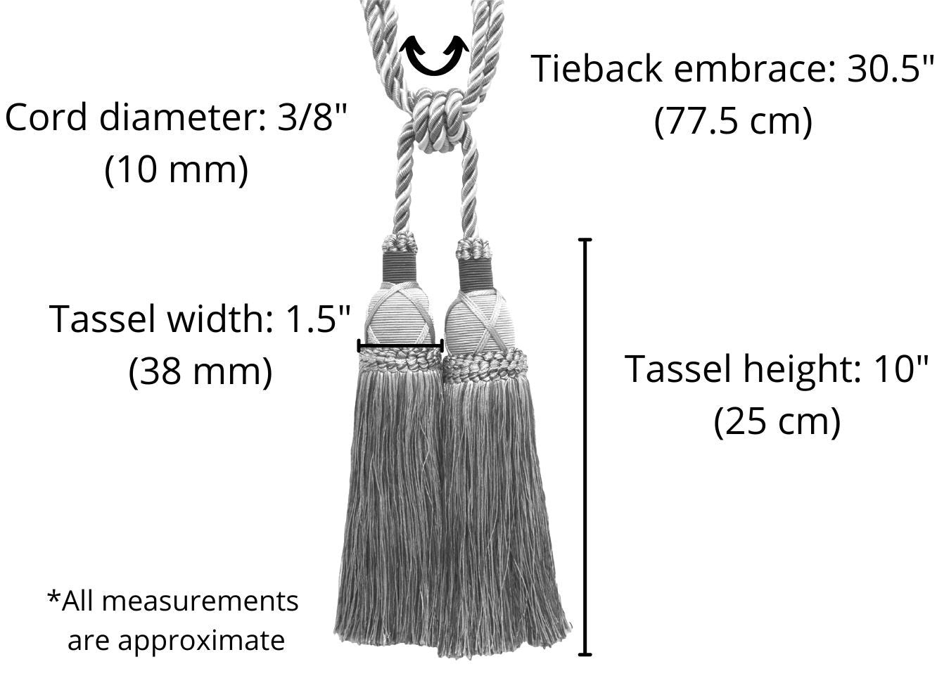 DÉCOPRO Elegant Criss Cross Double Curtain & Drapery Tassel Tieback, Tassel Length 10" (25cm), Spread 30" (76cm) # TBIC2, Rustic Gold #4975 (Light Gold, Beige Gold, Yellow Gold) | Sold Individually - DecoPro