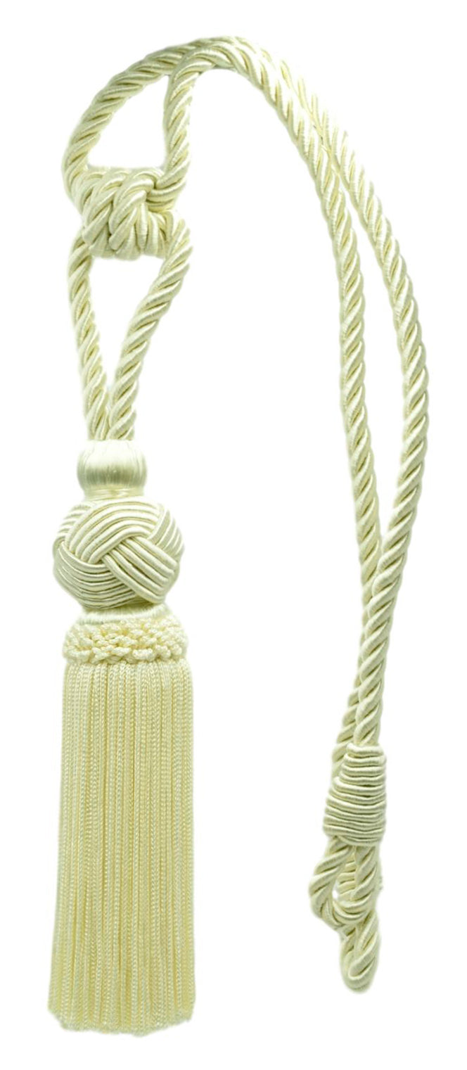 DÉCOPRO Elegant Medium-Sized Chainette Tassel Tieback, Turkish Knot Design - Ideal for Curtains and Draperies, Tassel Length 6" (15cm), Spread 28" (71cm) # TBTRK6 Cream Ivory #A2 (Ivory / Cream) | Set of 10 - DecoPro