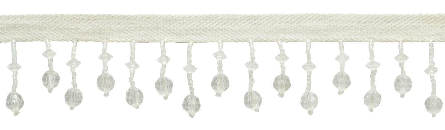 1 1/2" (3.5cm) Beautiful Handcrafted Lantern Beaded Fringe Trim | Fringe Trim (Style# B40682-AC), #CLRA1 Multicolor / Translucent Clear - 12 Yards - DecoPro