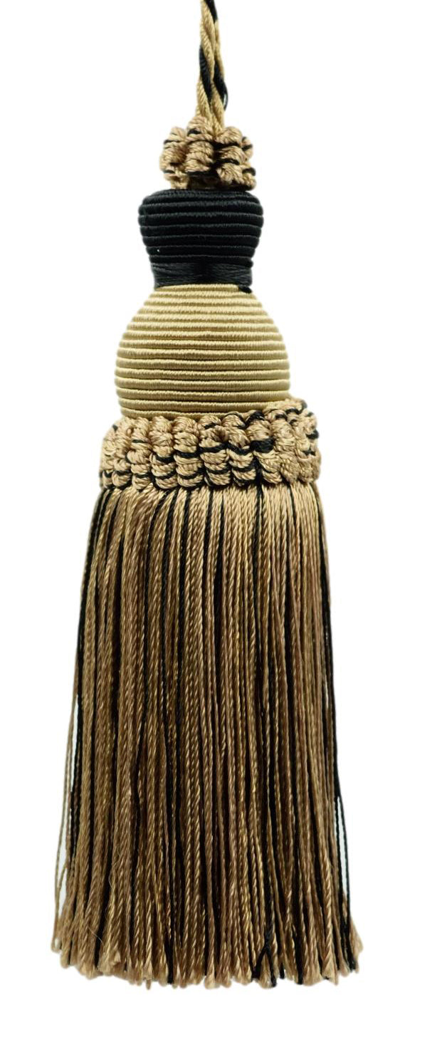 Decorative 5 inch Key Tassel, Taupe, Black Imperial II Collection Style# IKTJ Color: MIDNIGHT MEADOW - 4363 - DecoPro