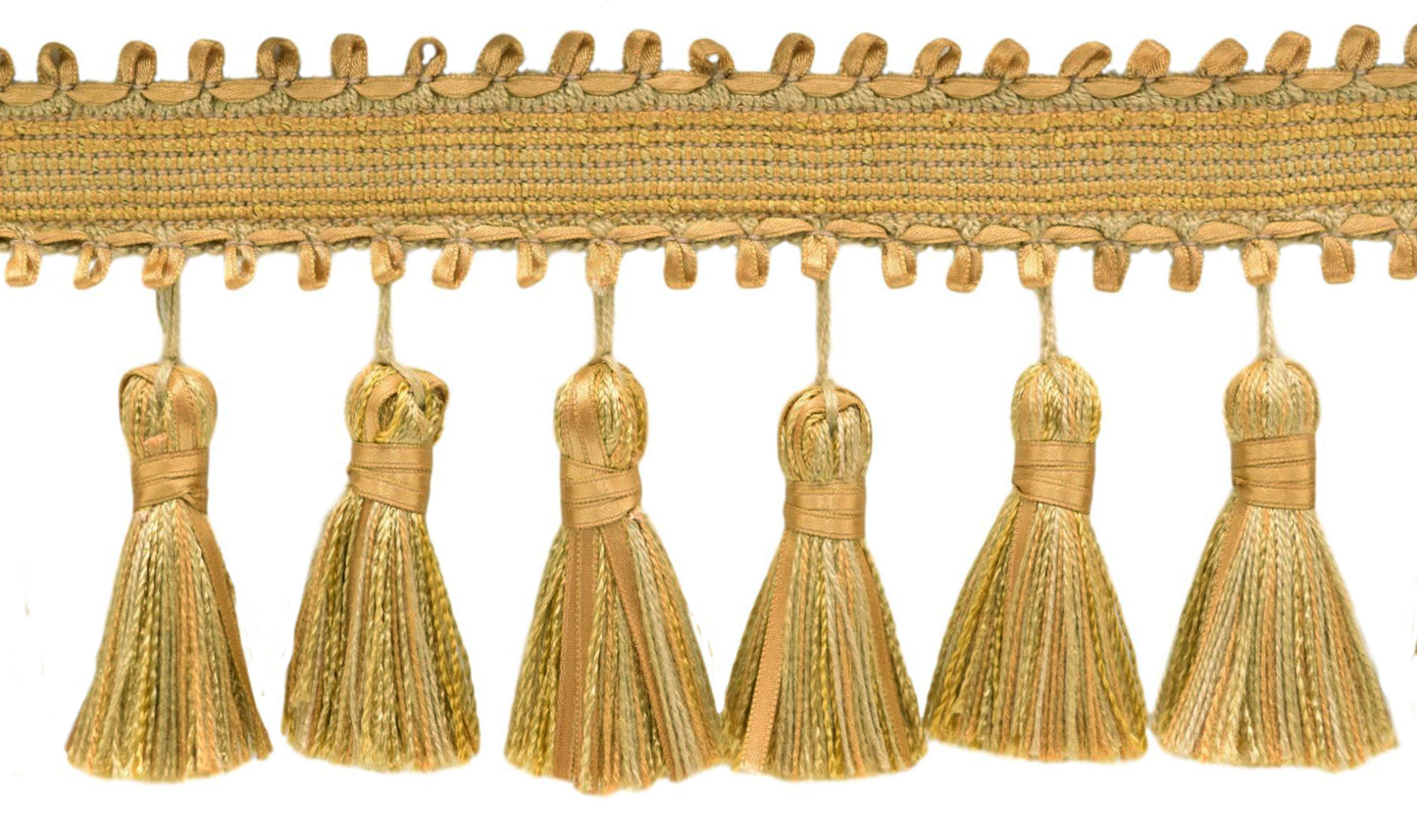 5 Yard Value Pack / 3 3/4 inch Ribbon Tassel Fringe / Style# RTF0375, Color: Gold, Old Gold, Sandstone Beige - 51186 / 15 Ft / 4.6 Meters - DecoPro