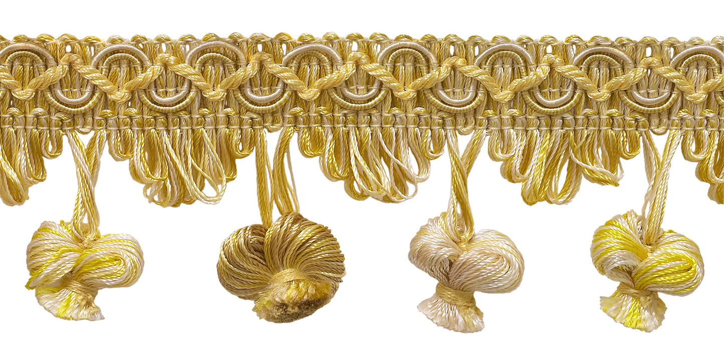 Ivory, Yellow Gold 2 inch Imperial II Onion Tassel Fringe Style# NT2503 Color: WINTER SUN - 4874 (Sold by The Yard) - DecoPro