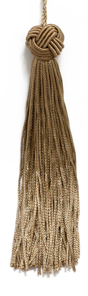 Set of 10 DARK SAND Woven Head Chainette Tassel, 5.5 Inch Long with 2 Inch Loop, Basic Trim Collection Style# BH055 DARK SAND - A8