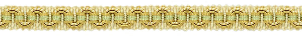 3/8 inch Alexander Collection Decorative Gimp Braid / White, Gold, Green / Style# 0038AG / Color: Linen - LX02 / Sold By the Yard