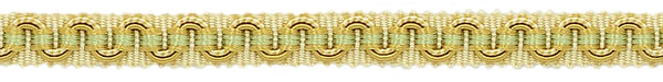 3/8 inch Alexander Collection Decorative Gimp Braid / White, Gold, Green / Style# 0038AG / Color: Linen - LX02 / Sold By the Yard