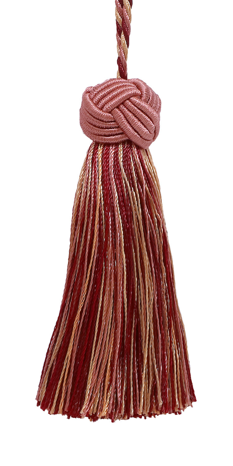 Decorative 3.5 inch Tassel / RED, LIGHT ROSE / Baroque Collection Style# BTS Color: ROSE BOUQUET - 7953 - DecoPro