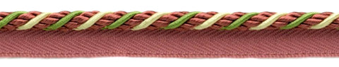 Medium White, Red, Green 1/4 inch Alexander Collection Lip Cord / Style# 0025AX / Color: Dusty Rose - LX06 (Sold by The Yard)