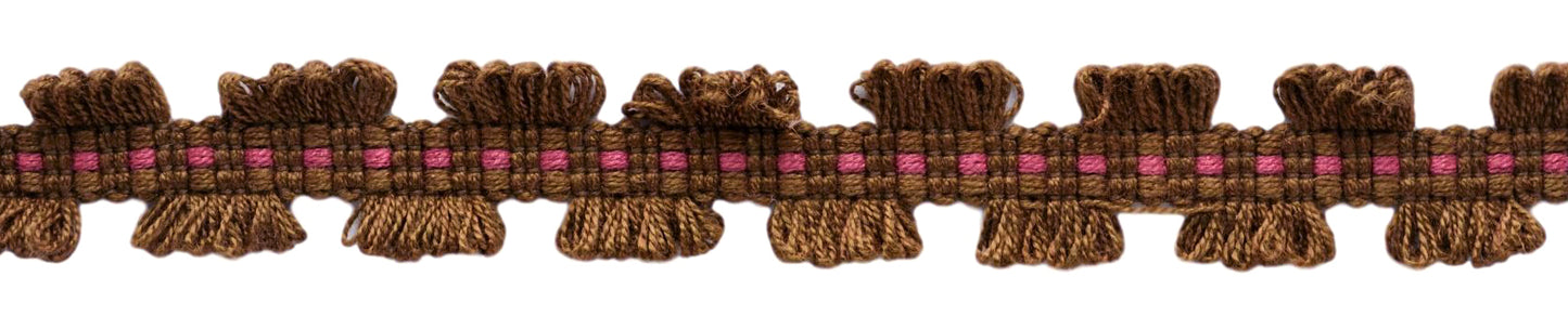 7/8 inch Chocolate Collection Raspberry Red, Dark Brown Gimp Braid / Style# 0078CHG Color: Raspberry Truffle - CC03 / Sold by the Yard - DecoPro