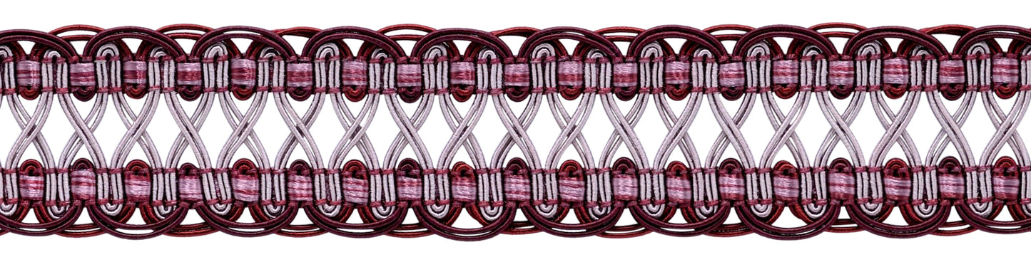 1 1/4" (3cm) Marrakesh Collection Fancy Woven Braid Trim (Style# 0125RWG) | 5 Yards (15 ft/4.5m) Holly Red Multicolor #VL01 (Wine Red, Pine Green, Pure White) - DecoPro