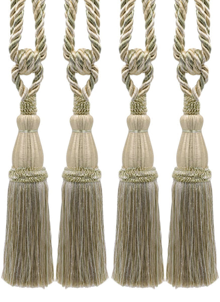 Set of 4 Elegant Dawn, Parchment, Pebble, Ivory Curtain & Drapery Tassel Tieback / 8 1/2 Inch Tassel, 30 Inch Spread (embrace) / Style# TBC085 (8368) / Color: Pearl - PR11