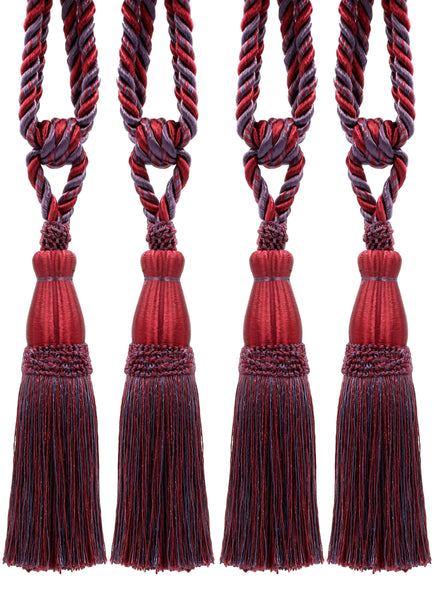Set of 4 Elegant Amethyst, Cherry Curtain & Drapery Tassel Tieback / 8 1/2 Inch Tassel, 30 Inch Spread (embrace) / Style# TBC085 (8368) / Color: Very Berry - PR22