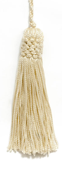 Set of 10 Cream Crown Head Chainette Tassel, 4 Inch Long with 1 Inch Loop, Basic Trim Collection Style# CT04 Color: Cream / Ivory - A2