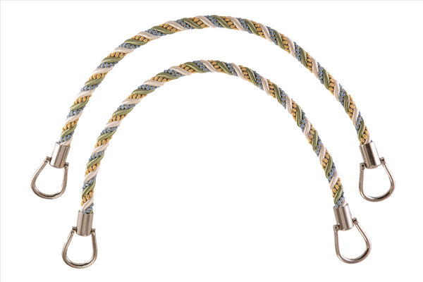 Pair of Elegant Green, Gold, Blue Curtain & Drapery Rope Tiebacks, 18 inch Long, Approx. 1/2 inch Thick, Style# IRTBM Color# MOUNTAIN SPRING - 4668