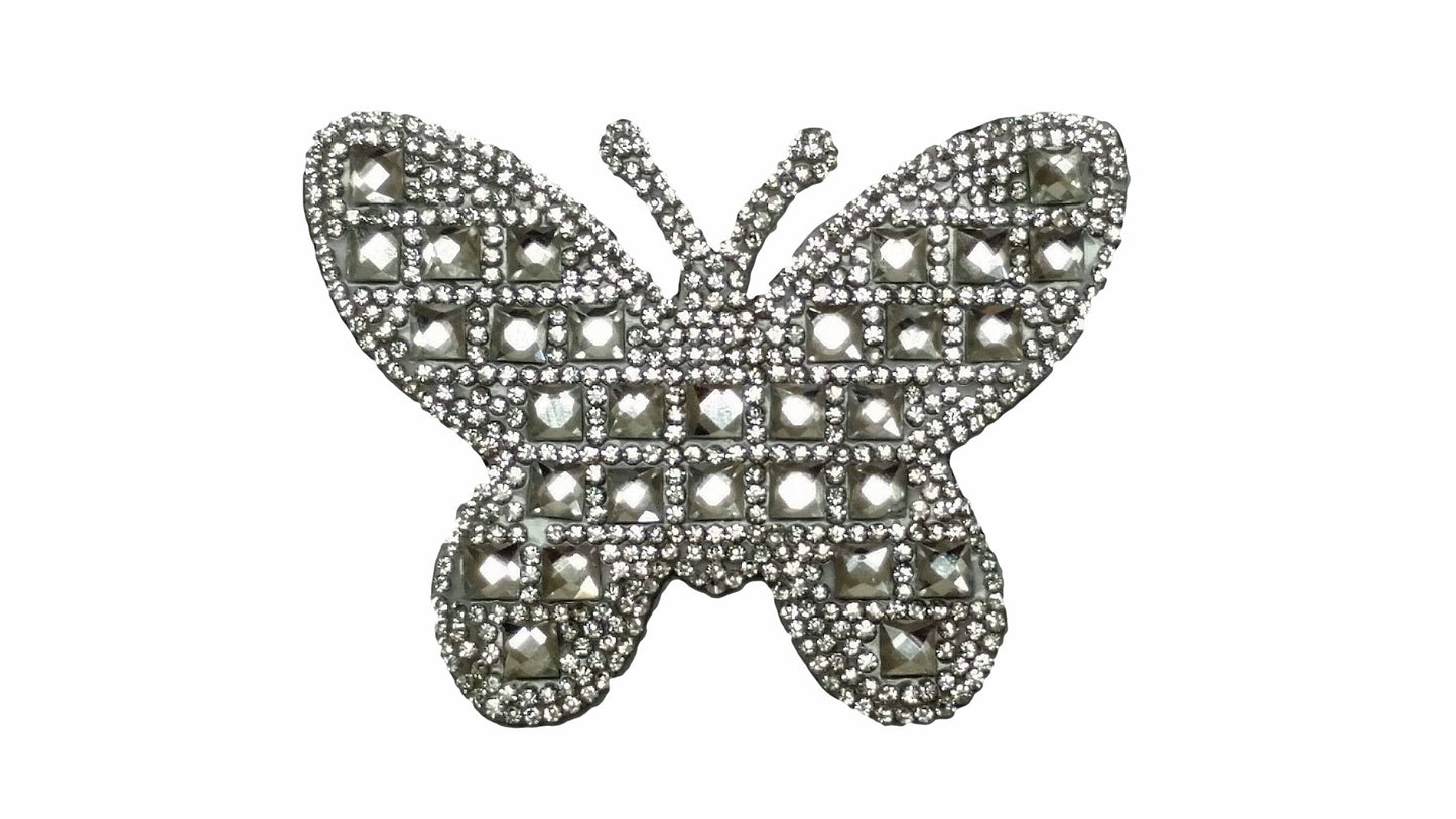 Gorgeous Butterfly Rhinestone crystal Iron on Applique, 2.5 inch x 3.25 inches - Iron on or Sew on - DecoPro