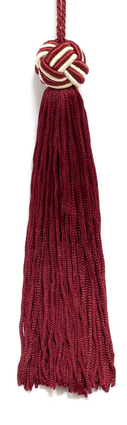 Set of 10 Light Gold, Cherry Red Woven Head Chainette Tassel, 5.5 Inch Long with 2 Inch Loop, Basic Trim Collection Style# BH055 Color: 275