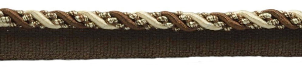 Medium 4/16 inch Dark brown, Sand, Noblesse Collection Lip Cord Style# 0416H Color: Espresso Latte - D2A2 (Sold by The Yard) - DecoPro