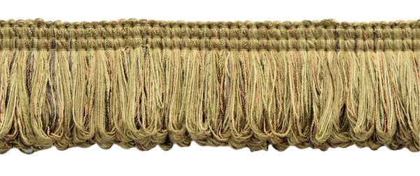 Hazelwood, Light Brown, Bay Leaf Green Duke Collection Brush Fringe Trim|Thick,Lush Thick,Lush 2