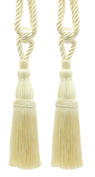 Set of 2 Elegant Offwhite Curtain & Drapery Tassel Tieback / 8 1/2 Inch Tassel, 30 Inch Spread (embrace) / Style# TBC085 (8368) / Color: Ivory - A2