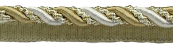 27 Yard Value Pack of Large 7/16 inch Ivory, Light Beige, Noblesse Collection Lip Cord Style# 0716H Color: White Sands - 4001 (25 Meters / 81 Ft.)