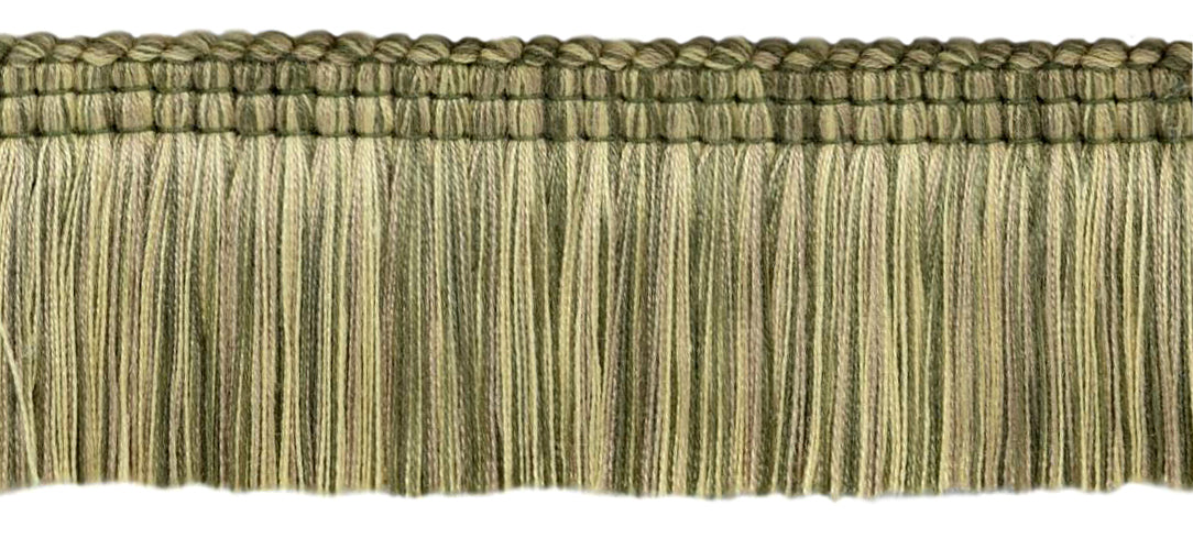 24 Yard Package / Empress Collection Luxuriant 2 inch Brush Fringe Trim / Loden Green, Harvest Gold, Dark Sand / Style#: 0200EMPB, Color: Dark Moss - W126 (54 ft/16.5 M) - DecoPro