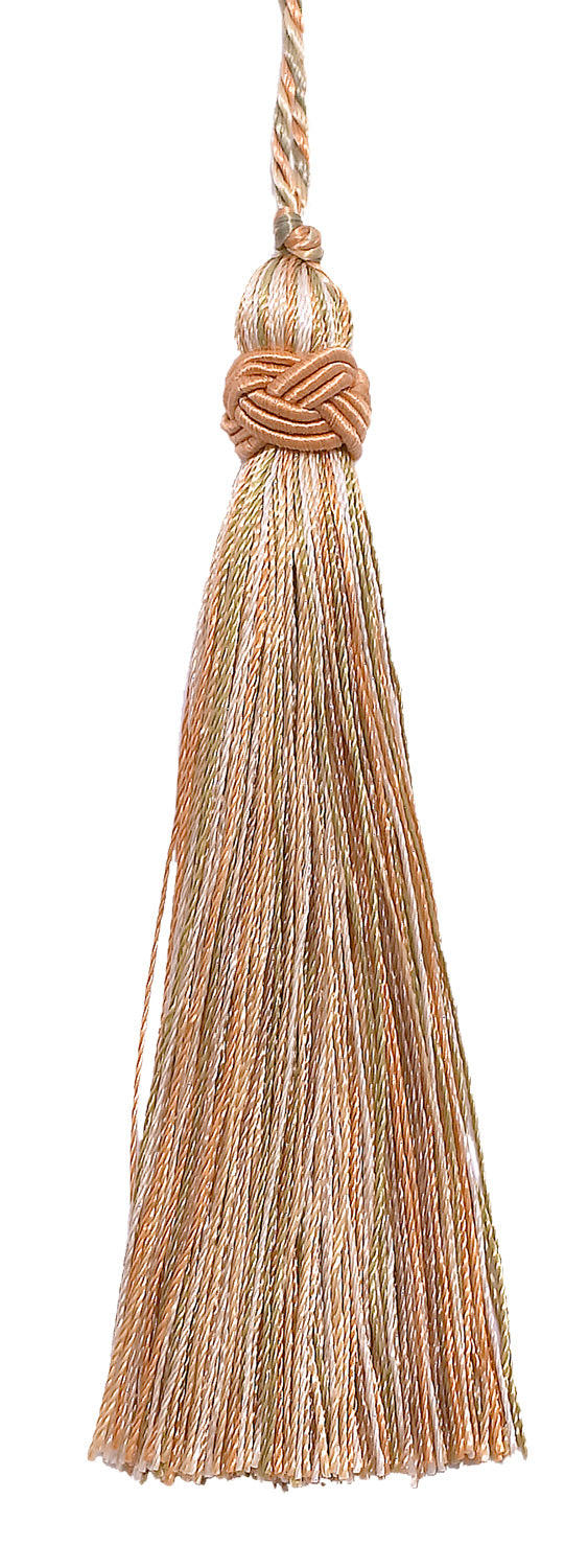 Set of 10 Decorative Light Peach, Olive Green, Ivory 4 inch Tassel, Imperial II Collection Style# ITS Color: PRAIRIE PEACH - 3853 - DecoPro