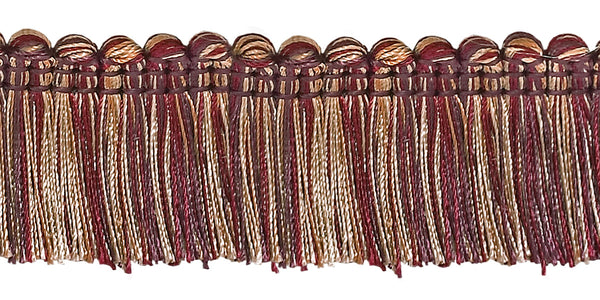 Taupe, Wine 1 1/4 inch Imperial II Brush Fringe Style# 0150IB Color: TAUPE WINE - 4466 (Sold by The Yard)