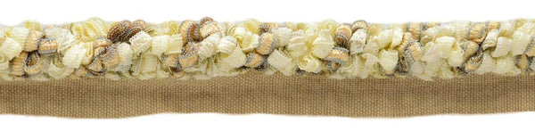Elegant Ribbon Cord With Lip / 3/8 inch diameter / Style# 0038RC Color: Ivory, Beige, Light Blue - 3 / Sold by the Yard