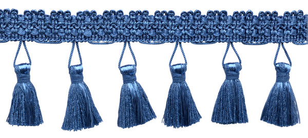 24 Yard Package - 2.5 Inch French Blue Tassel Fringe Trim / Basic Trim Collection / Style# ETF / Color: M45 (84 Ft / 21.9 Meters)