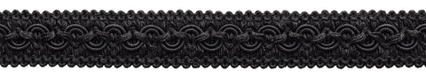 Vintage 1 Inch (2.5cm) Wide Black Gimp Braid Trim / Style# 0100SG / Color: Onyx - K9 / Sold by the Yard