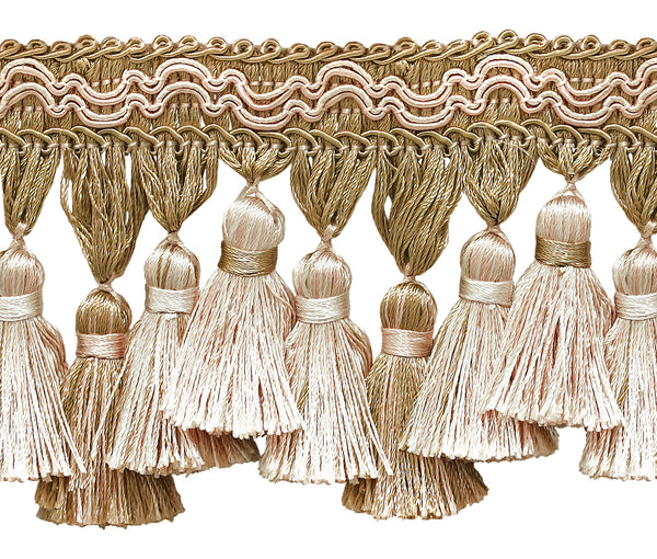 5 Yard Value Pack of Ivory, Light Beige 3 3/4 inch Imperial II Tassel Fringe Style# TFI2 Color: WHITE SANDS - 4001 (15 Ft / 4.5 Meters)