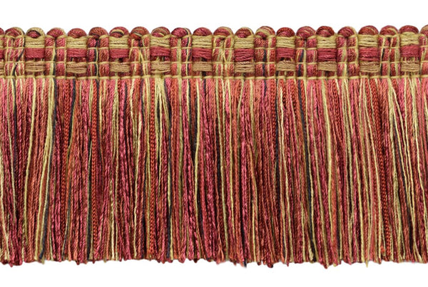 5 Yard Value Pack of Veranda Collection 3 inch Brush Fringe Trim / Cherry Red, Camel Beige, Clay / Style#: 0300VB / Color: Cranberry Taupe - VNT21 (15 ft/4.6 M)