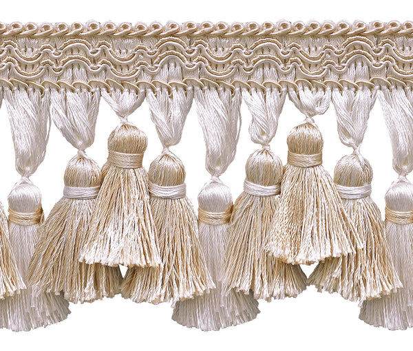 Ivory, Sand 3 3/4 inch Imperial II Tassel Fringe Style# TFI2 Color: SEASHELL - 5055 (Sold by The Yard)