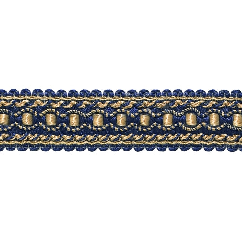 144 Yard Package / Gold, Navy Blue 1 inch Imperial II Gimp Braid / Style# 0125IG Color: Navy Gold - 1152 / 432 Ft / 131.7 Meters
