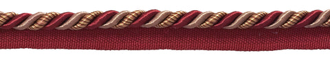 10 Yard Value Pack Medium Burgundy Taupe Baroque Collection 5/16 inch Cord with Lip Style# 0516BL Color: CRANBERRY HARVEST – 8612 (30 Ft / 9 Meters)